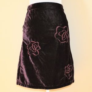 BRAEZ Embroidered Purple Crushed Velvet Skirt